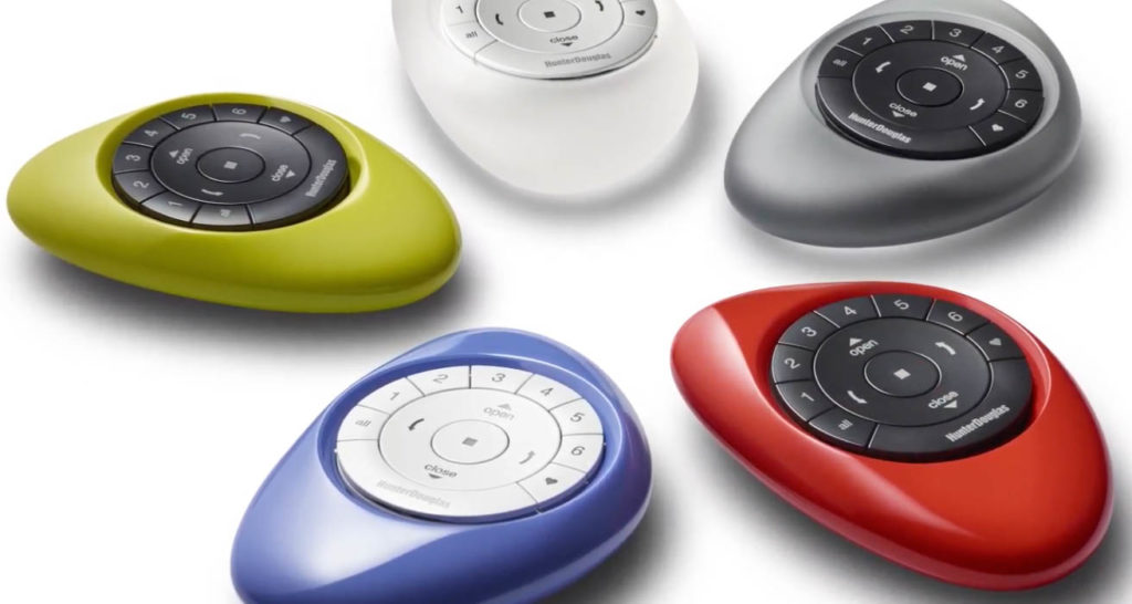 The Hunter Douglas Pebble remote controls can be used with the company's PowerView shades. Image: Hunter Douglas.