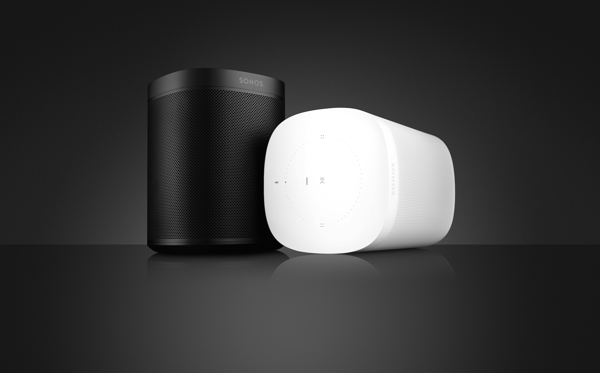 The Sonos One smart speaker includes onboard Amazon Alexa voice activation services and has the same form factor as the Sonos:Play 1 speaker. Image: Sonos