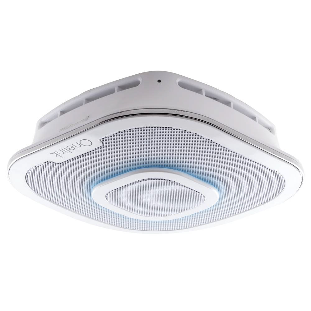 Svelte smarts: The First Alert Onelink Safe & Sound smoke and carbon monoxide detector brings an integrated Amazon Alexa digital assistant and high-fidelity speaker to your ceilings. Image: First Alert.