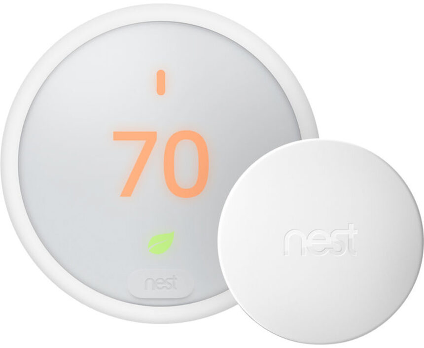 Nest Temperature Sensor (right) pictured with Nest Thermostat E. Image: Nest.