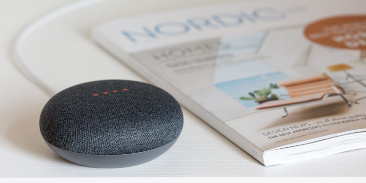 The Google Home Mini speaker offers broad voice activation compatibility with Nest and Works with Nest products. Image: Digitized House Media.