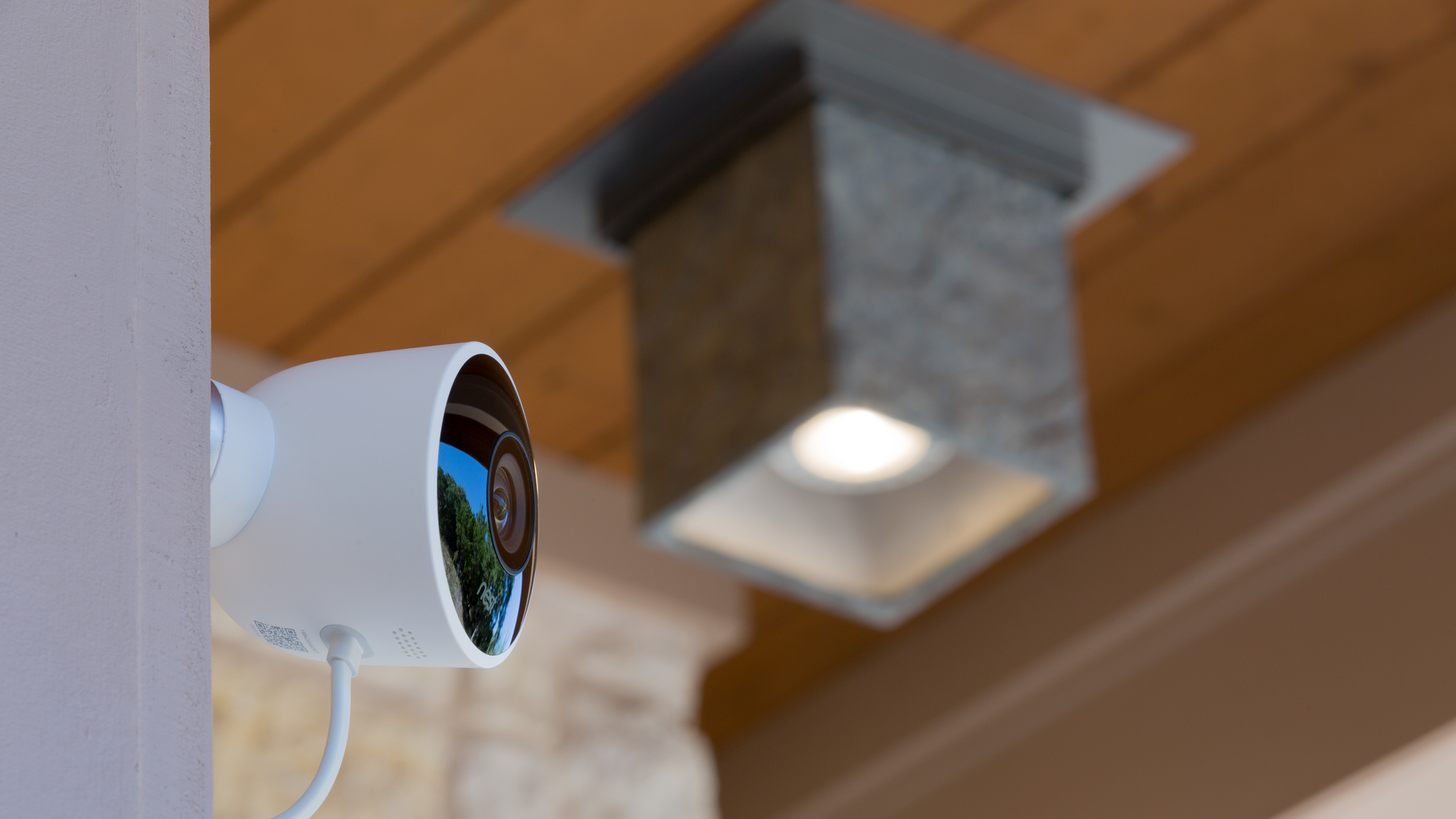Many smart devices can help promote safety around your abode. The Nest Cam Outdoor shown here can record goings-on 7x24 and alert you to intruders. Image: Digitized House Media.