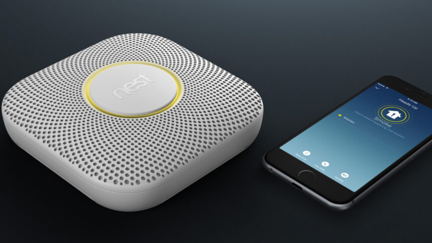 Smart home tech, such as the Nest Protect Smoke + CO Alarm shown here, can enable real-time detection and alerts for smoke and carbon monoxide events in the home. Image: Nest.