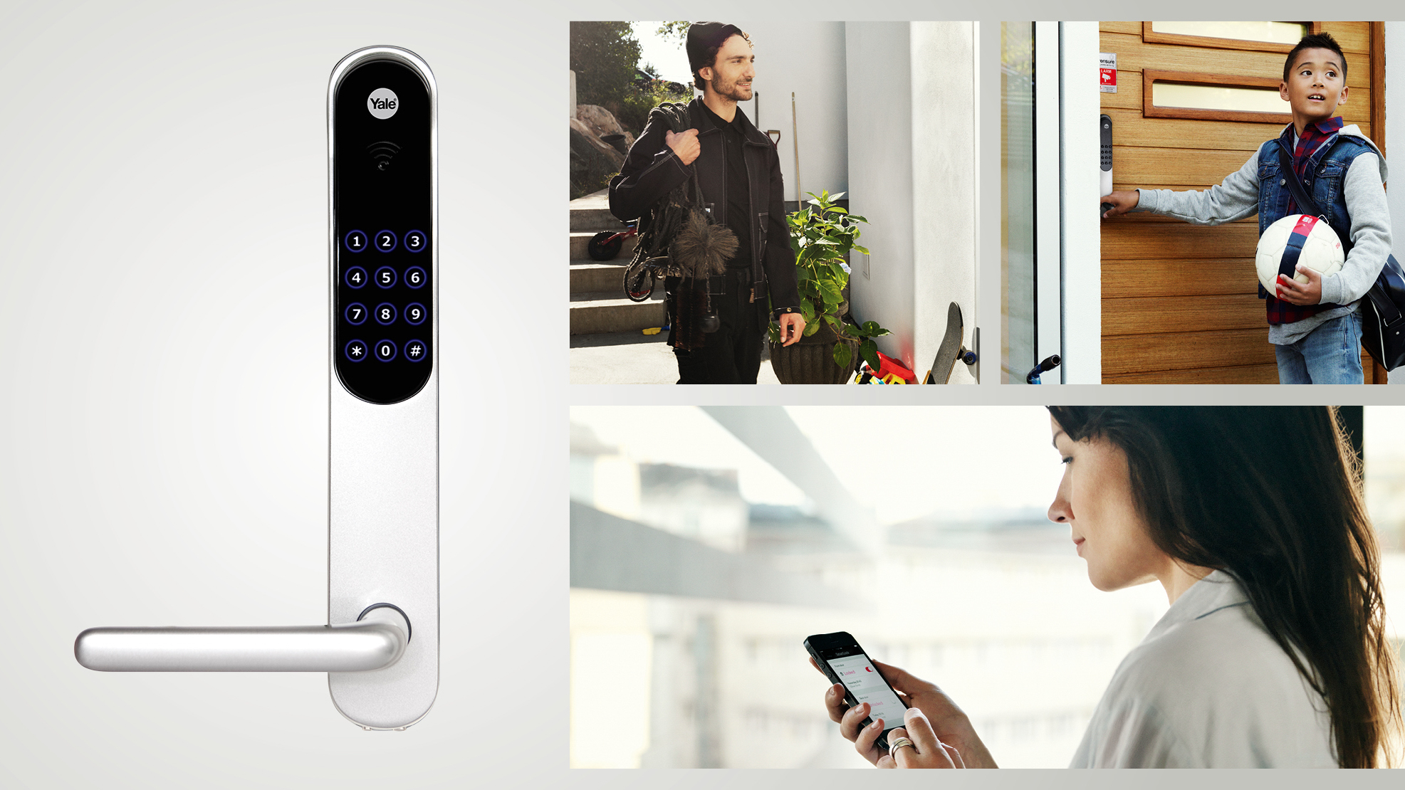 Offering a broad array of security access options, the Yale Doorman smart door lock can be opened with PIN codes, smartphone app, proximity card, and other options as supported by the Verisure home automation ecosystem. Image: ASSA ABLOY and Verisure.