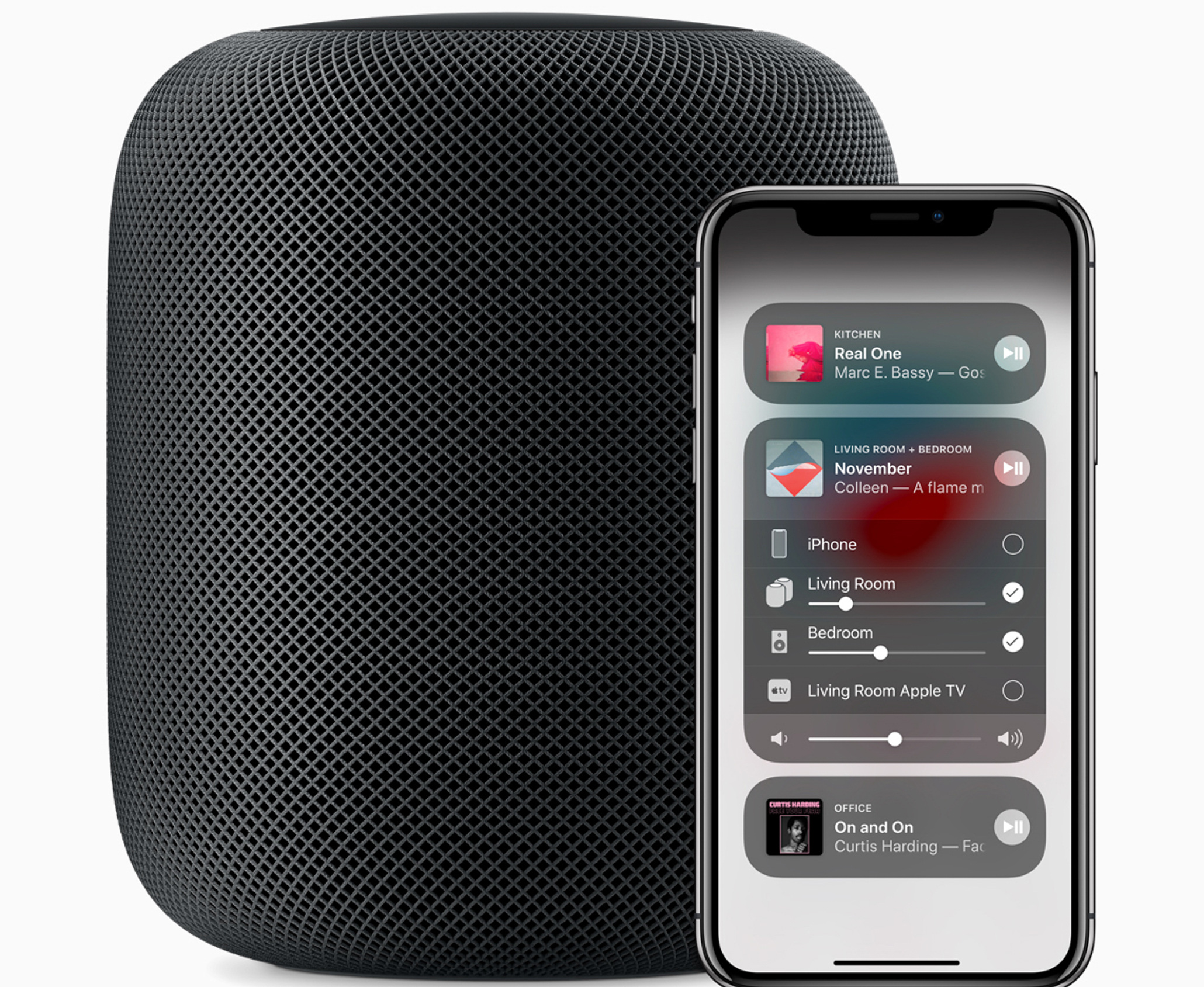 Apple will expand the availability of its HomePod speaker to Canada, France, and Germany on June 18. Image: Apple.