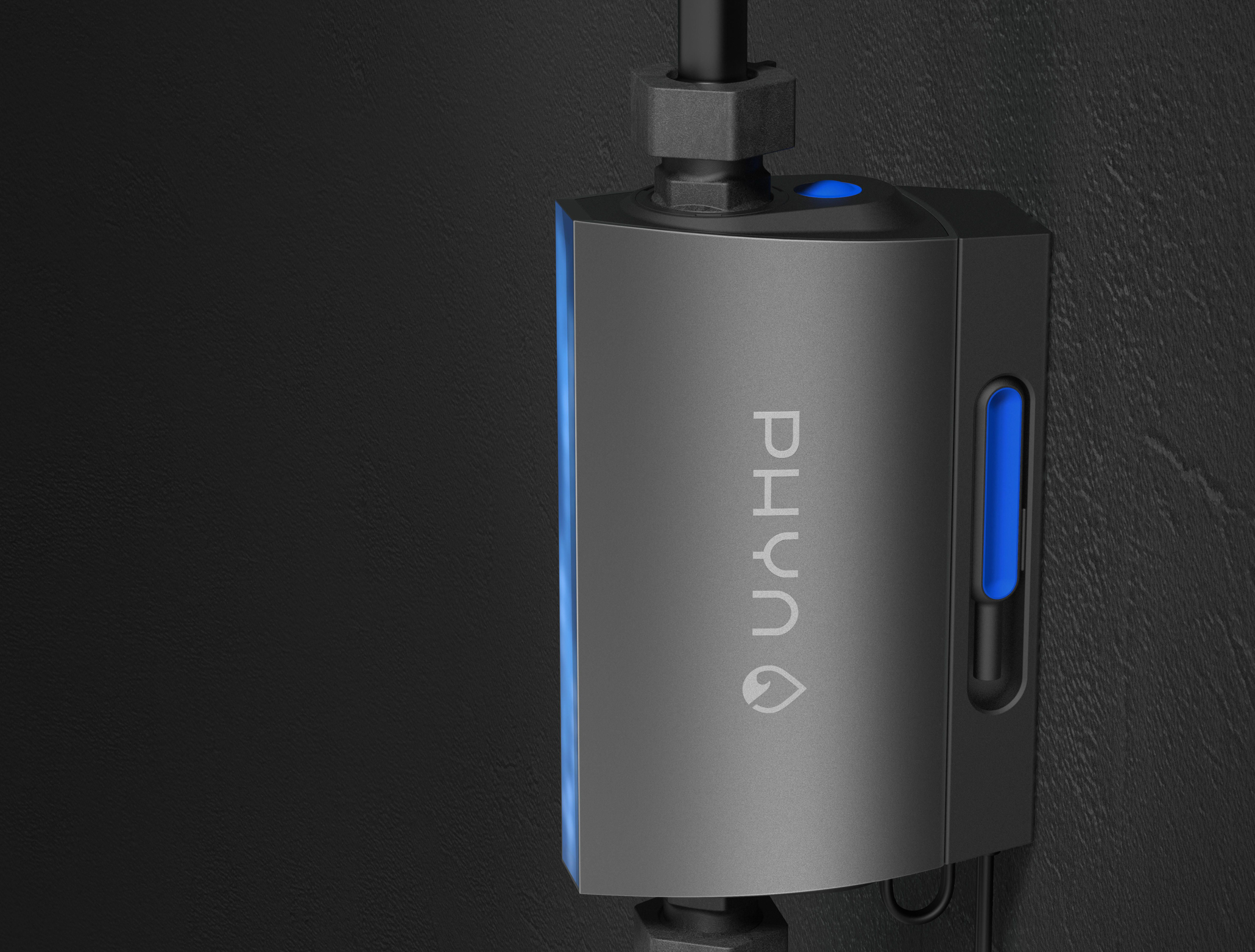 A smart water sensor from Belkin International and Uponor, Phyn Plus is a sophisticated water monitor designed to immediately alert the homeowner and automatically shut off the home water supply in the event of a leak. Image: Pyhn.