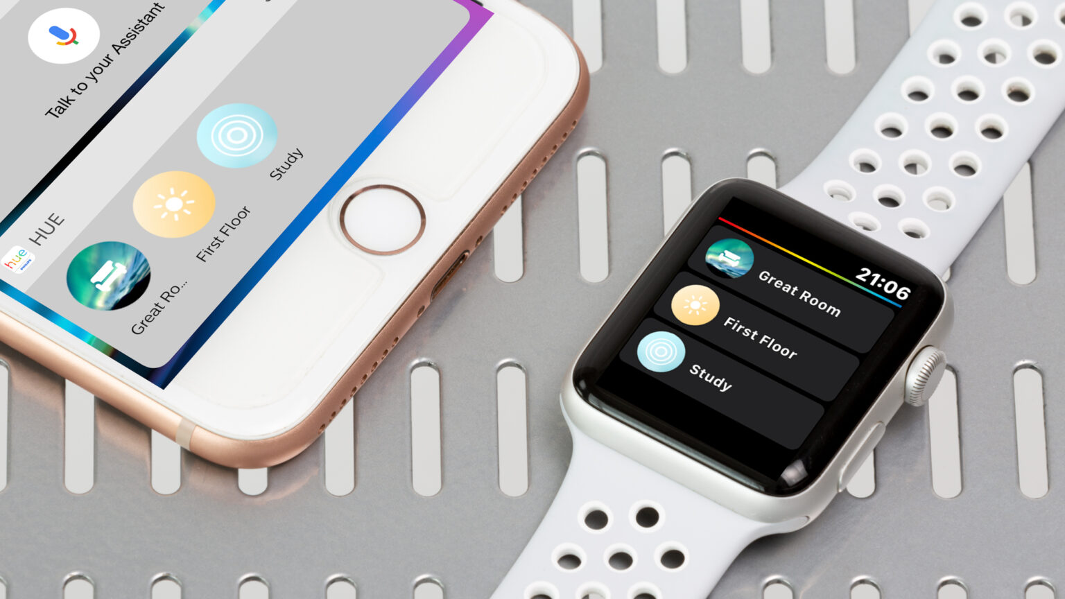 Featuring integration with Apple iOS as well as watchOS, the Philips Hue app for Apple Watch enables Hue lighting control via widgets. Image: Digitized House Media.