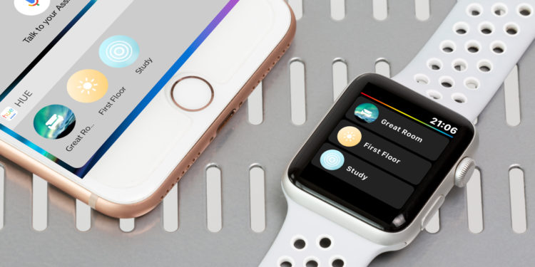 Featuring integration with Apple iOS as well as watchOS, the Philips Hue app for Apple Watch enables Hue lighting control via widgets. Image: Digitized House Media.