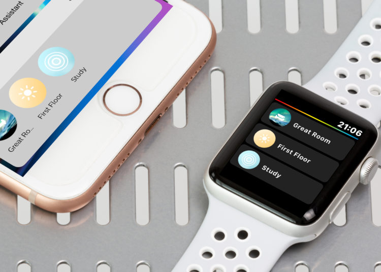Featuring integration with Apple iOS as well as watchOS, the Philips Hue app for Apple Watch enables Hue lighting control via widgets. Image: Digitized House Media.