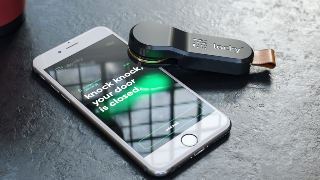 The companion Locky app will deliver notifications to your smartphone when a door is opened or closed. The system does not obsolete your key or lock. Image: Locky.