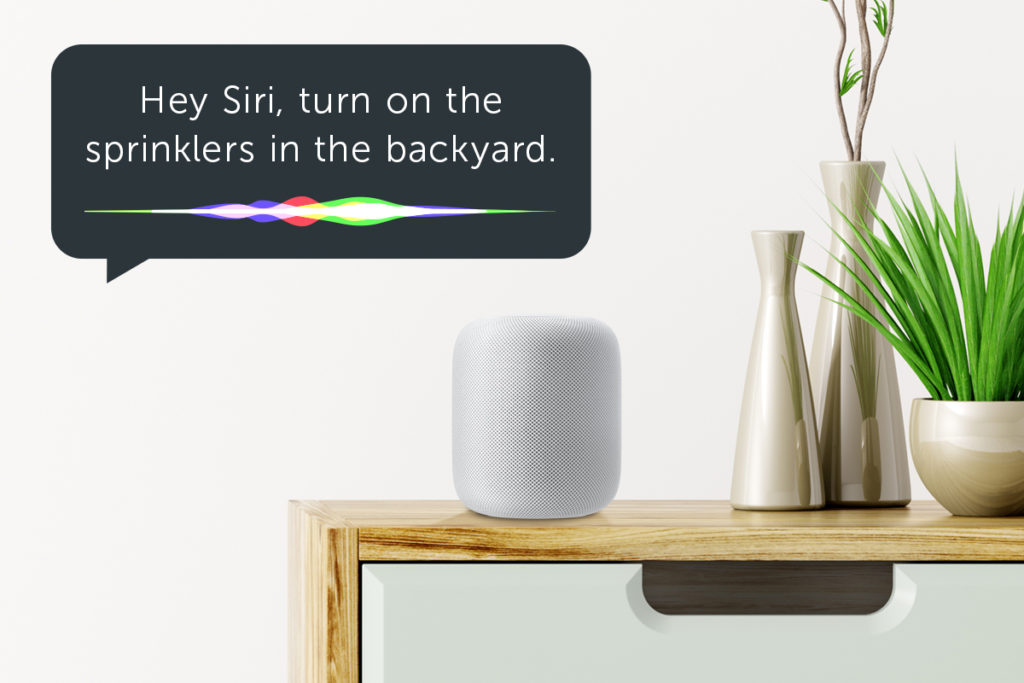 Once HomeKit is activated on the Rachio 3, Siri voice commands can be used for many functions. Image: Rachio.