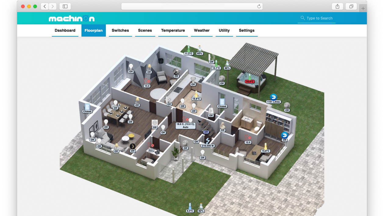 The Floorplan view of the forthcoming Machinon smart home interface. Image: Machinon.