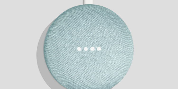 The Google Home Mini voice-activated speaker will soon be available in an aqua shade. Image: Google.