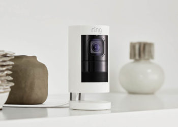 The first Ring camera that can be used indoors or out, the Stick Up Cam is available in wired (shown), battery, and solar versions. Image: Ring.