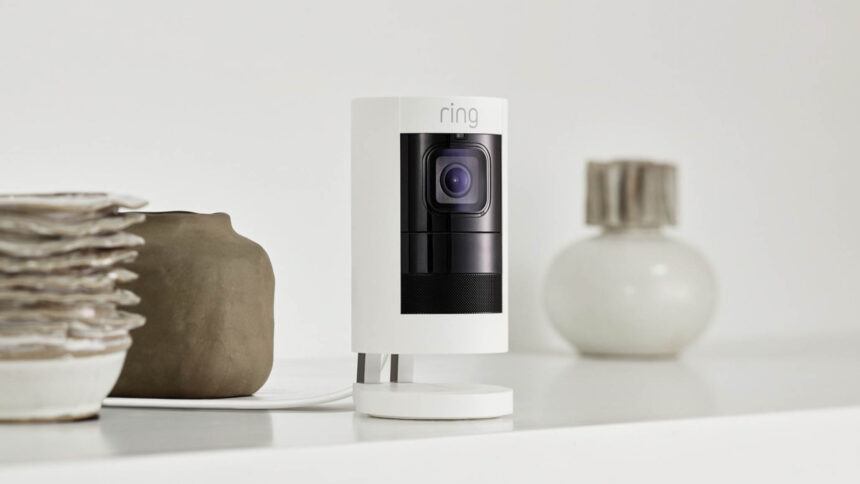 The first Ring camera that can be used indoors or out, the Stick Up Cam is available in wired (shown), battery, and solar versions. Image: Ring.