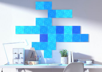 Suited to covering an entire wall or ceiling, Nanoleaf Canvas light panels create a mosaic of variable light. Image: Nanoleaf.