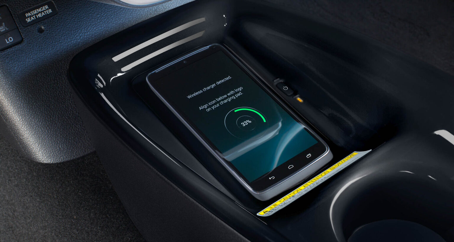 Qi wireless charging in the Toyota Prius Prime. Image: Toyota.