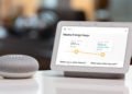 Google Home Mini + Google Home Hub displaying energy data from Reliant Energy. Image: Digitized House Media.