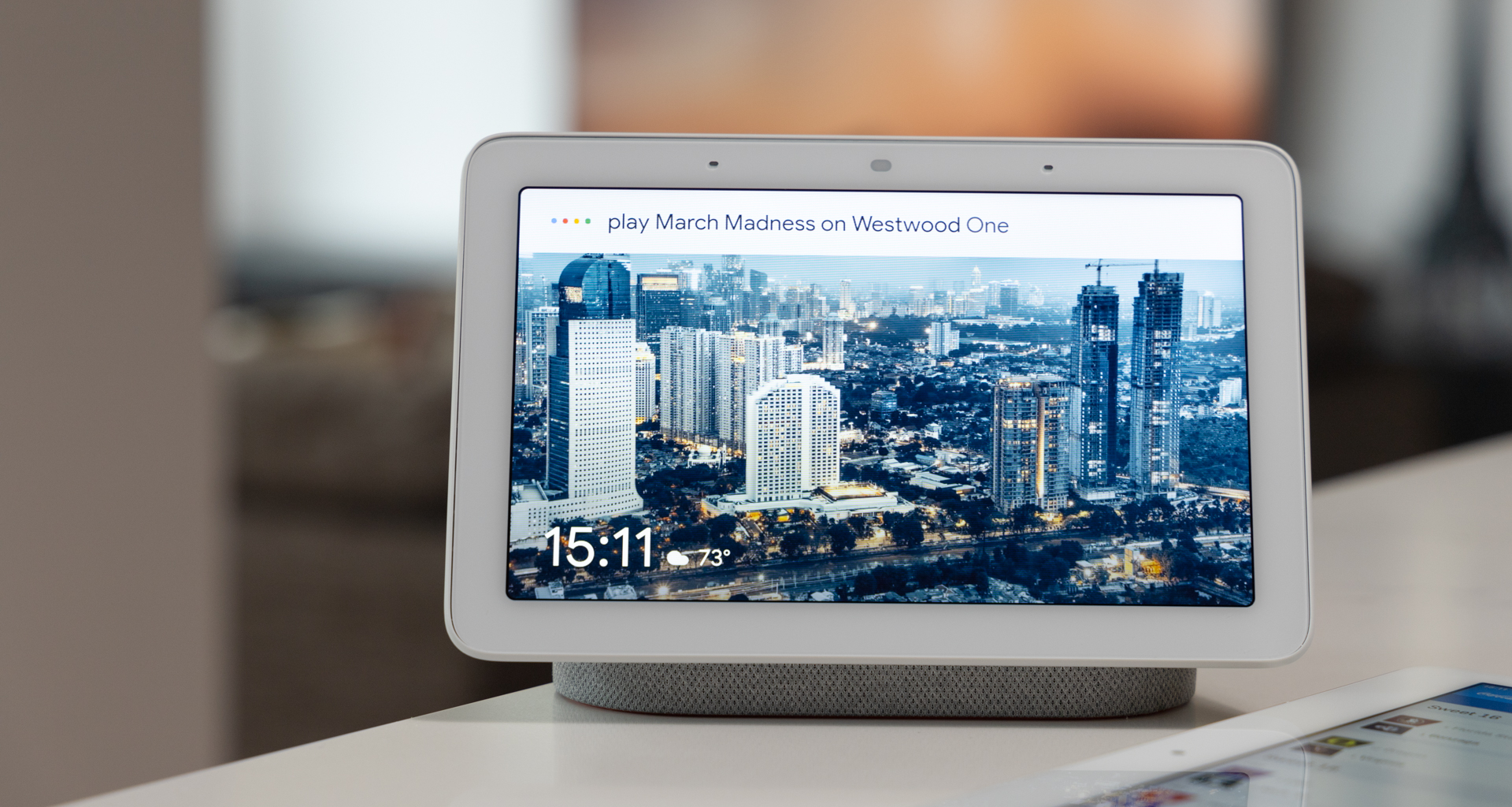 Smart displays, such as the Google Home Hub, are ideal for listening to the big games. Image: Digitized House Media.