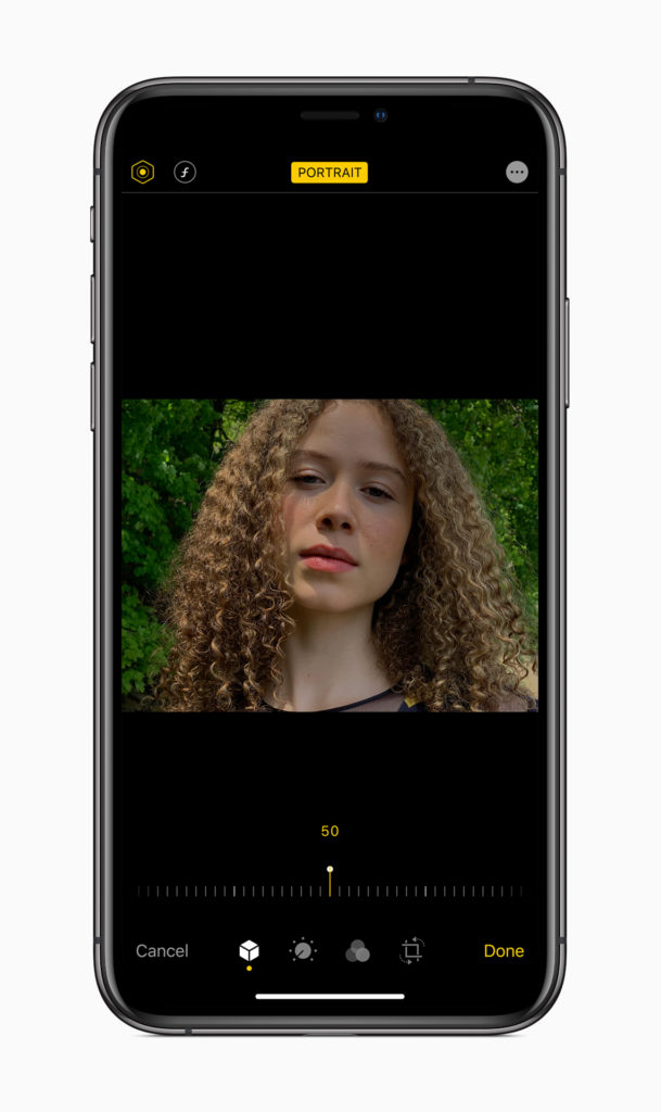 Portrait Lighting adjustments will be possible in the Camera app on iOS 13. Image: Apple.