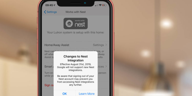 Lighting maker Lutron is warning its customers to delay migrating their Nest Accounts to Google Accounts to preserve Works with Nest connections. Image: Digitized House.