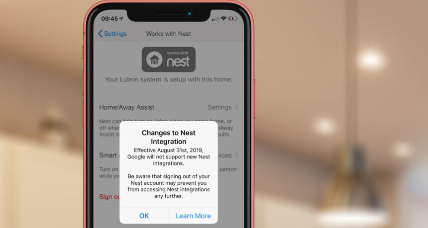 Lighting maker Lutron is warning its customers to delay migrating their Nest Accounts to Google Accounts to preserve Works with Nest connections. Image: Digitized House.