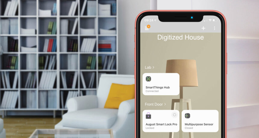 All August smart locks will gain Samsung SmartThings integration when used with the August Connect Wi-Fi Bridge. Image: Digitized House and ASSA ABLOY.