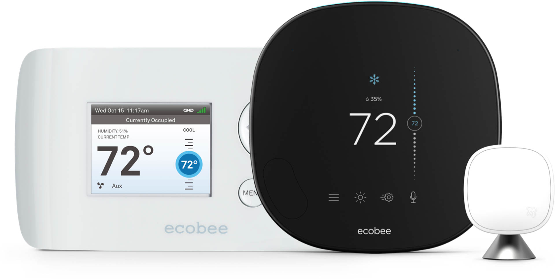 Smart thermostats, like these from ecobee, can help tenants to save on utility costs while increasing comfort. The company also offers the SmartBuildings system for building-level management of this technology. Image: ecobee.