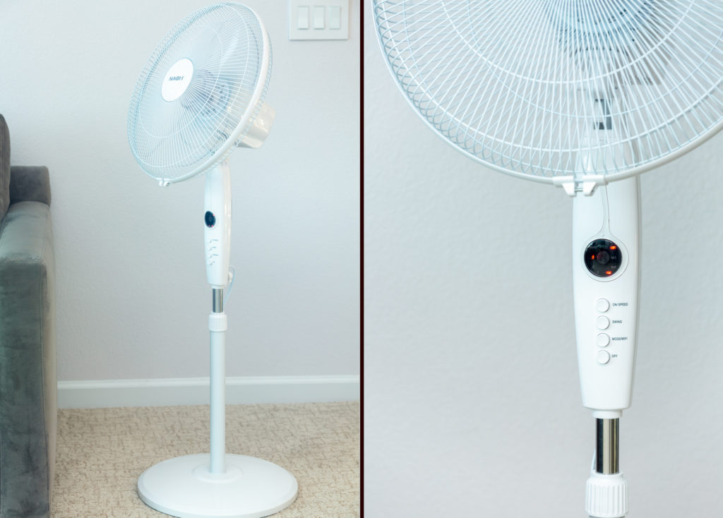 The Nash CoolSmart fan has a stable pedestal design, while a control panel offers full manageability if you want to go tech free. Images: Digitized House.