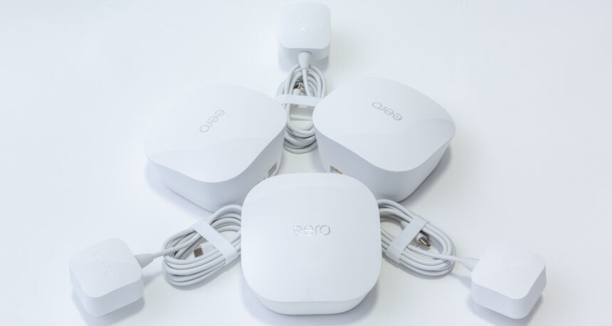 The eero mesh Wi-Fi system now supports Apple HomeKit router security features. Image: Digitized House.