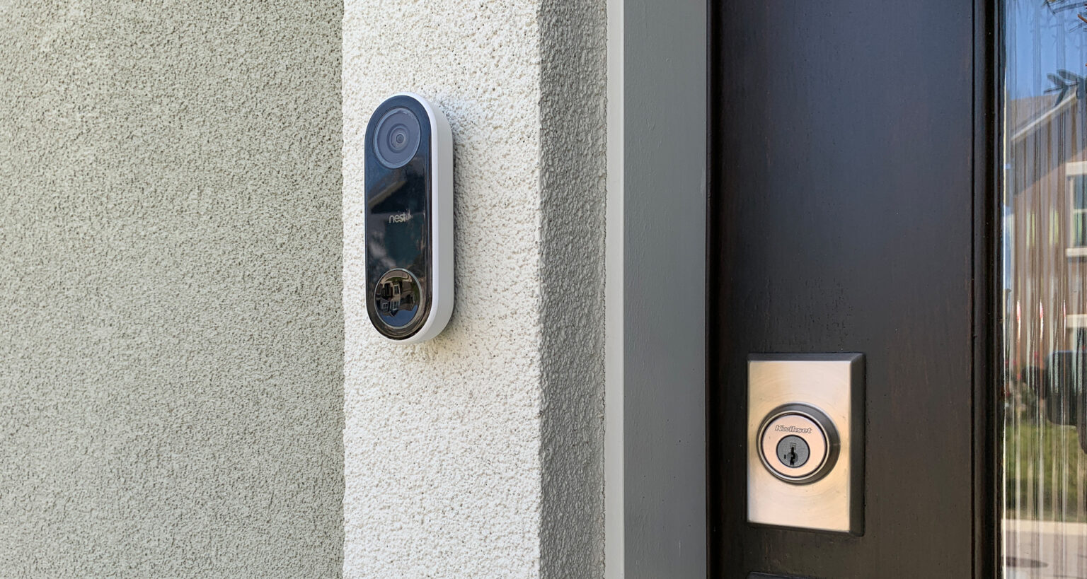 A Google Nest Hello video doorbell installation powered by a Ninety7 Indoor Power Adapter. Image: Digitized House.