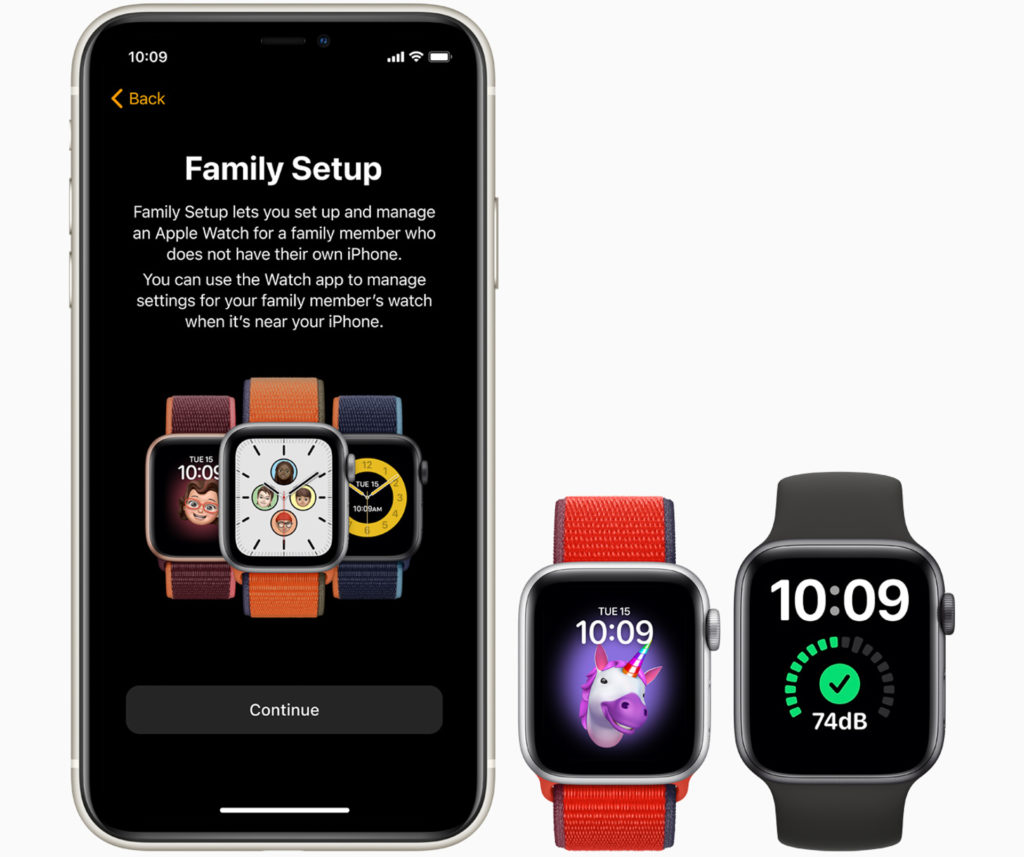 Family Setup works with Apple Watch 4 and greater with GPS + Cellular, plus Apple Watch SE. Image: Apple.