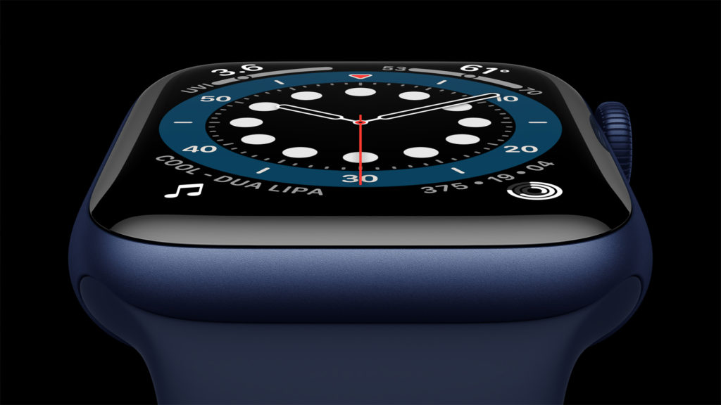 Apple Watch 6 blue aluminum case. Image: Apple.