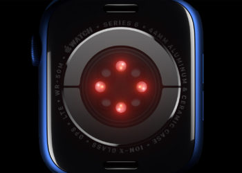 Apple Watch 6 Blood Oxygen sensor is on back crystal. Image: Apple.