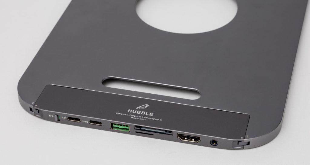 One way: In case you're having a problem seating the USB-C hub, check to be sure the Fledging Hubble branding is on the back. Image: Digitized House.